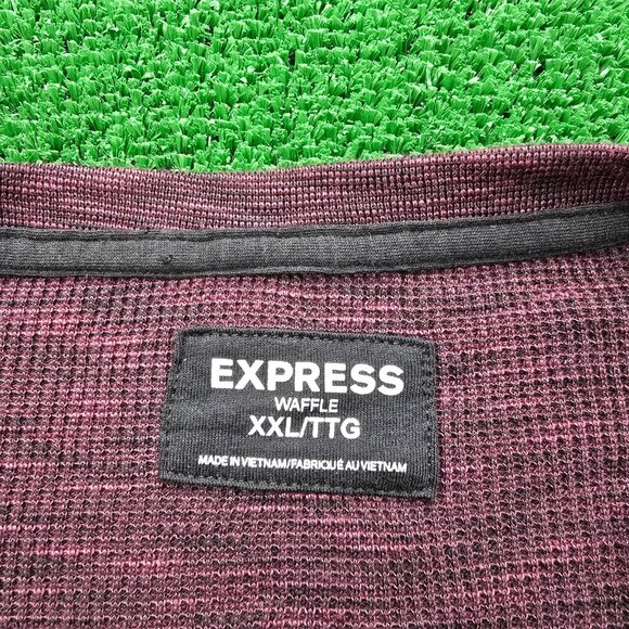 Express Henley Sweatshirt Mens 2XL Maroon Red Thermal Waffle Knit Pullover NWT - Picture 5 of 6